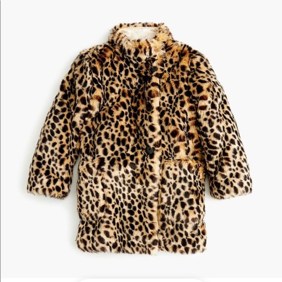 Crewcuts Other - Crewcuts animal print faux fur girls coat Size 10 savannah  cat